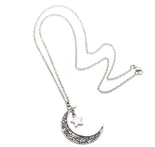Pendant Moon Charm Necklace Choker Silver Star Chain Jewelry Plated Crescent
