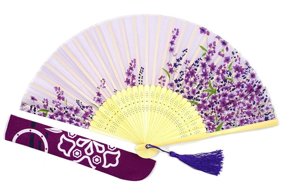 Japanese Handheld Folding Fan, Violet HF49 (Violet) N2
