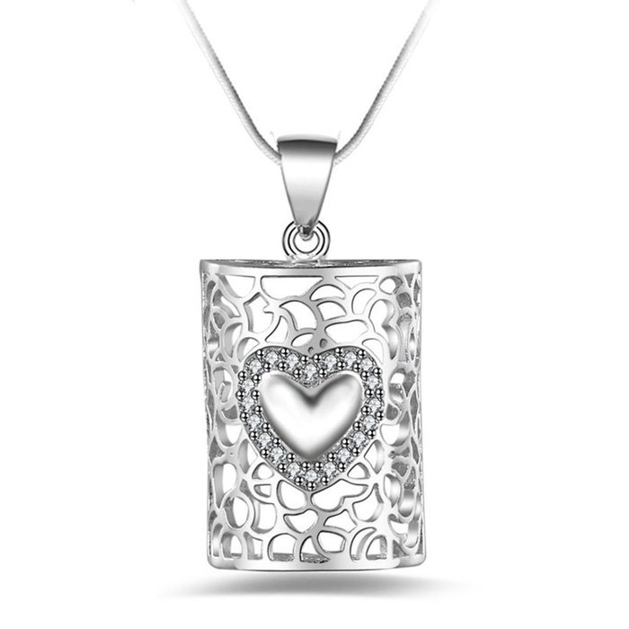New Women Men Fashion Silver Crystal Heart Choker Pendant Necklace Chain Jewelry