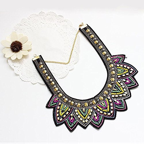 Women Bib Chunky Statement Crystal Beaded Necklace Choker Pendant Chain Jewelry N2