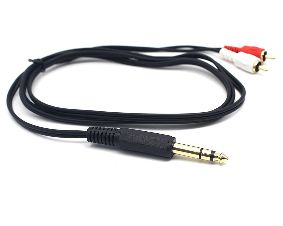 Duttek 5Feet/1.5M 6.35mm 1/4 inch TRS Stereo Jack Male to 2 RCA Male Audio Cable Splitter Adapter(635MTRS-M2RCA) N4