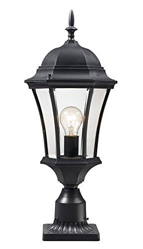 Z-Lite 522PHM-BK-PM Wakefield Outdoor Post Light, Aluminum Frame, Black Finish and Clear Beveled Shade of Glass...