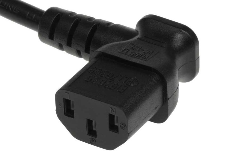 SF Cable, 3ft Left Angle Power Cord 10Amp 18/3 AWG NEMA 5-15P to C13 N2