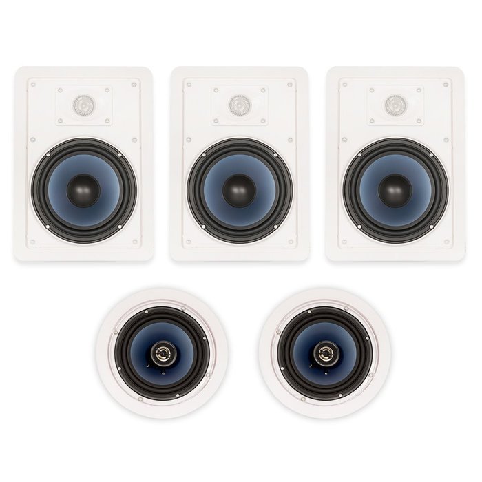 Blue Octave LH-625 In Wall and In Ceiling 6.5" Speakers Home Theater Surround Sound 5 Speaker Set