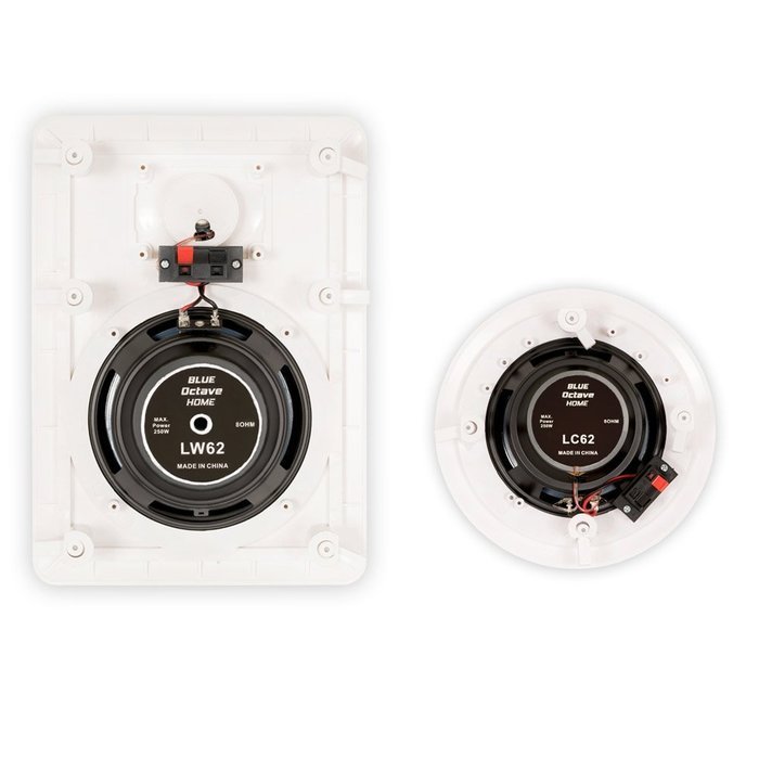 Blue Octave LH-625 In Wall and In Ceiling 6.5" Speakers Home Theater Surround Sound 5 Speaker Set N2