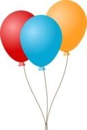 three colorful Cartoon Birthday Balloons