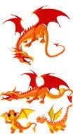 four red cartoon Dragons, Clip Art