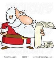 Cartoon Santa Reading His Naughty List 2399 By Ron Leishman