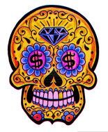 Colorful Sugar Skull with the diamond clipart
