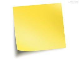 yellow sticker on a white wall