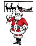 Santa And Reindeer Clip Art drawing