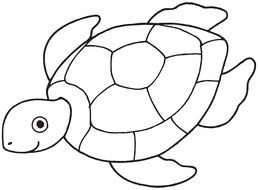 Cute Sea Turtle, outline, Clip Art