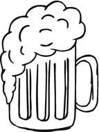 black and white sketch of a glass with beer