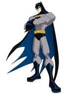 Cartoon Batman stands straight