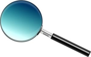 blue magnifying glass on the black background