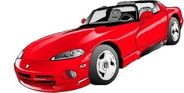 red and black luxury sports car, drawing