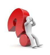 red question and man drawing