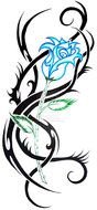 Beautiful colorful tribal tattoo with the blue rose clipart