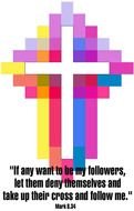 Lent, colorful cross with new testament quote