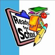 ready for school, banner with supplies