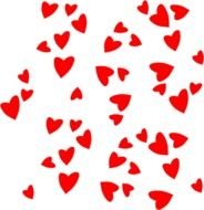 chaos of red hearts on a black background