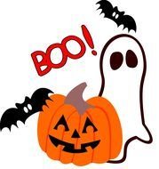 Halloween pumpkin and bats Clip Art