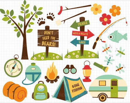 Girls Camping Clip Art N3