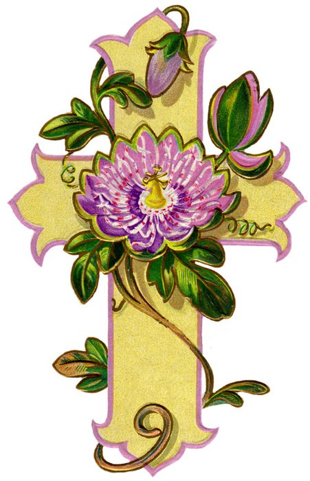 Cross With Flowers Clip Art N3