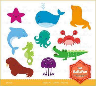Cute Sea Animals Clip Art N2