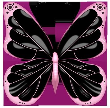 black butterfly on a pink background