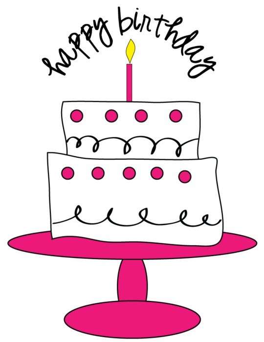 Colorful Birthday cake on the pink plate clipart