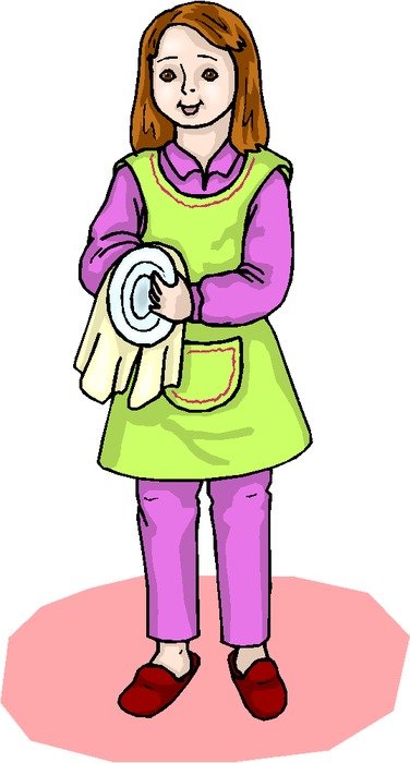 Girl Washing Dishes Clip Art N2