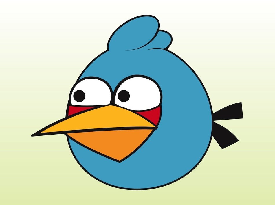 blue angry bird on a green background