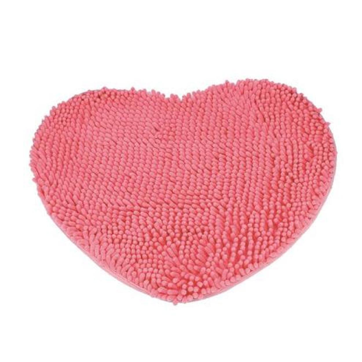 Kingfansion Bedroom Door Mat Heart Shaped Carpet Fluffy Chenille Rug ...