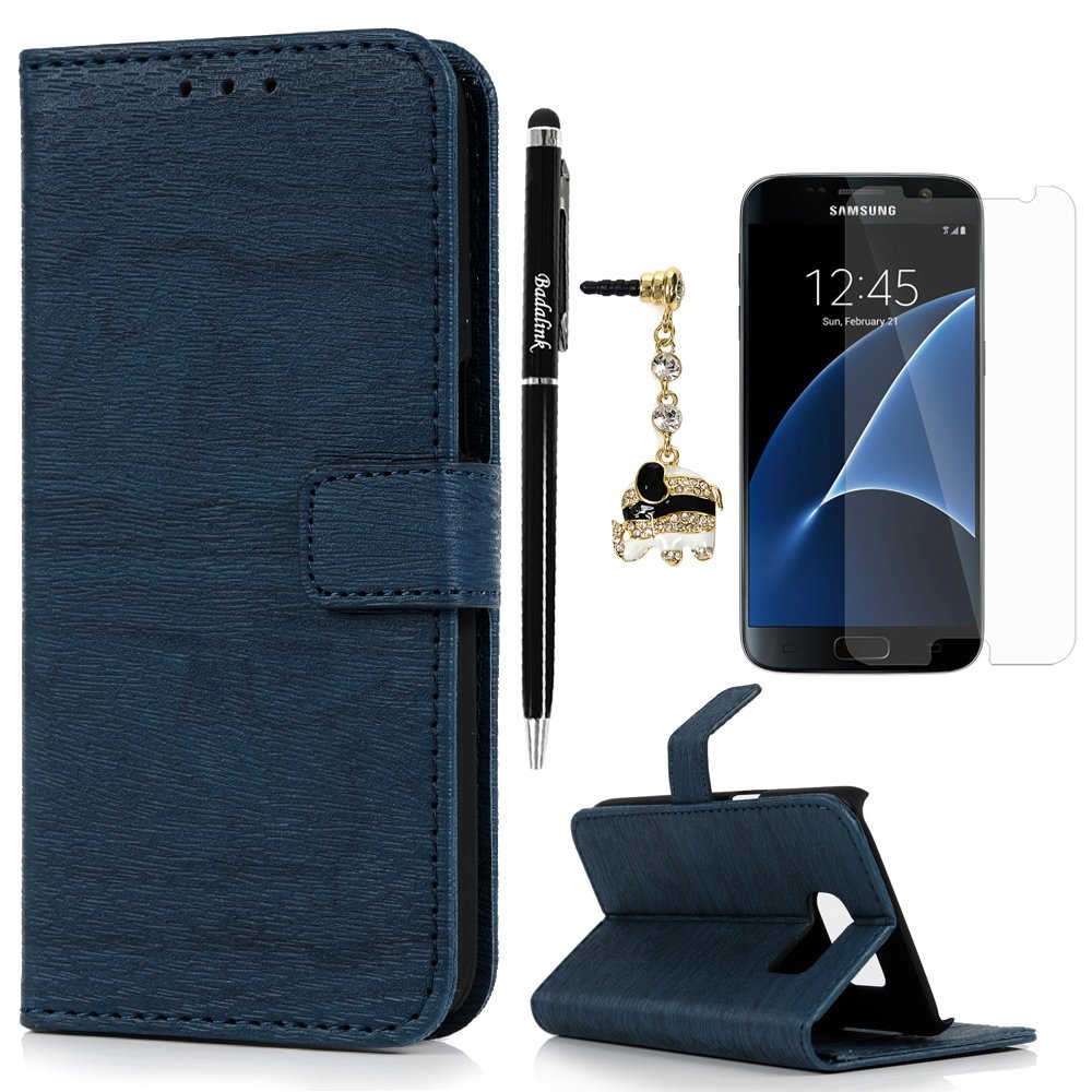 Badalink Galaxy S Wallet Case Wood Texture Premuim Pu Leather Case Slim Fit Flip Folio