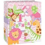 Pink Safari First Birthday Party Blowers, 8ct N41