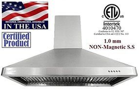 XtremeAir UL02-W36 Wall Mount Range Hood with 900 CFM Baffle Filters/Grease Drain Tunnel, 36" N6