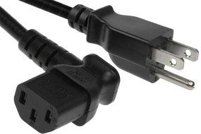 SF Cable, 3ft Left Angle Power Cord 10Amp 18/3 AWG NEMA 5-15P to C13 N3