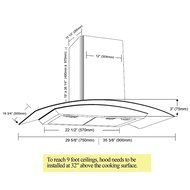 Ancona Rounded Glass with Black Touch Panel 600 CFM Wall Mount Range Hood, 30-Inch N3