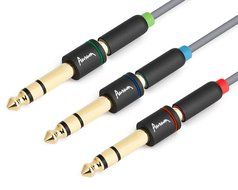 Aurum Cables Male to Male 3.5mm Universal 24K Gold Plated Auxiliary Audio Stereo Cable with 3 6.35mm Male to 3.5mm... N9