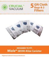 5 Miele GN HEPA Style Deluxe Allergen High Filtration Vacuum Bags + 2 Filters for Miele Vacuum Cleaners, Fit S8590...