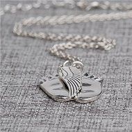 New Beauty Silver Baby feetprint Chimes Angel Wing Chain Jewelry for Lover Gift N2