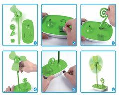 Glovion Four-leaf Clover EVA Soft Blade USB Mini Desktop Fan with Phone Holder and Ac Adapter (Pink) N4