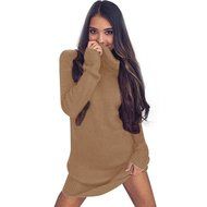 Women Dress,Haoricu Fall Womens Casual Long Sleeve High-collar Solid Jumper Turtleneck Sweater Dress Skirt Coat... N3