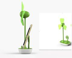 Glovion Four-leaf Clover EVA Soft Blade USB Mini Desktop Fan with Phone Holder and Ac Adapter (Pink) N6