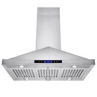 Golden Vantage 36" Island Mount LED Display Touch Control Stainless Steel Kitchen Cooking Fan Range Hood N2