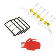SHP-ZONE 4 x HEPA Filter &amp; 6 x 3-armed side brush &amp; Cleaning Tool for iRobot Roomba 800 series 870 880 Vacuum...