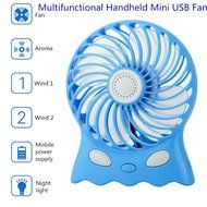 LingsFire 4-in-1 Multipurose Handheld Mini USB Rechargeable Portable Aromatherapy Mobile Power Supply Fan (Blue) N7