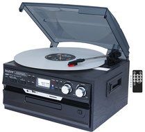 7-in-1 Boytone BT-24DJB Turntable with Bluetooth Connection, 3 Speed 33, 45, 78 Rpm, CD, Cassette Player AM, FM...