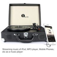 1byone Belt-Drive 3-Speed Portable Stereo Turntable with Built in Speakers, Supports RCA Output / Headphone Jack...